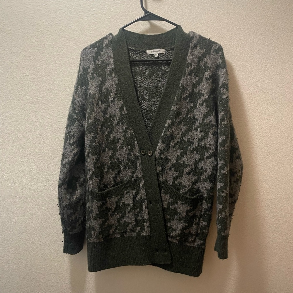 Madewell Green Herringbone Wool
Alpaca Cardigan Sweater Womens XXS